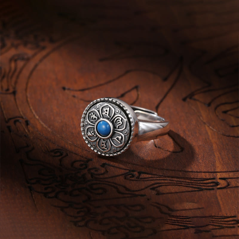 BWOOOH Tibetan Om Mani Padme Hum Peace Rotatable Ring
