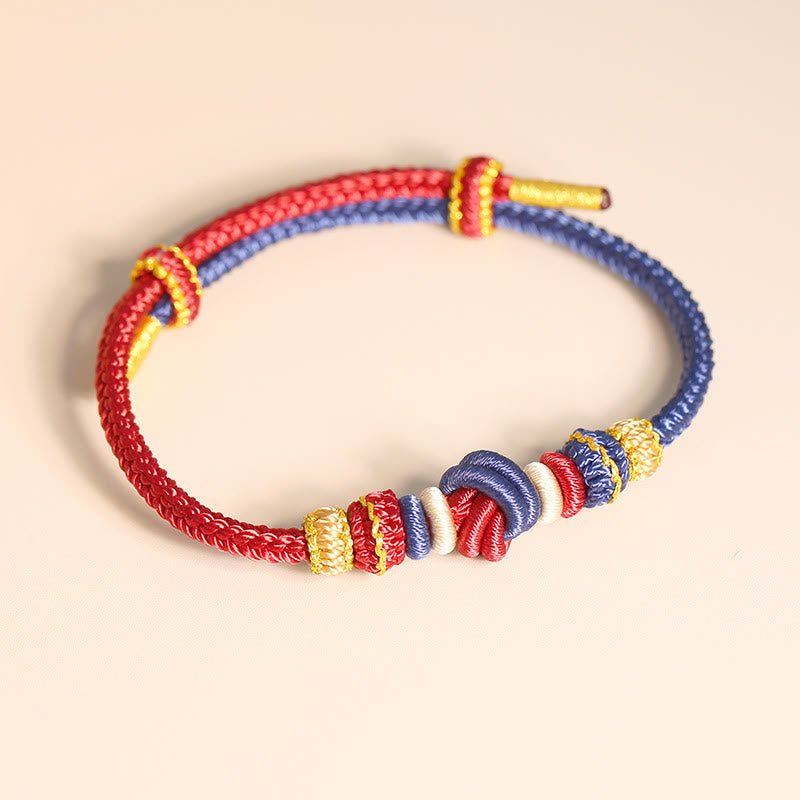 BWOOOH Two-Color Rope Handcrafted Eight Thread Peace Knot Luck Connection Bracelet  -  Thread Tibetan bracelet for spiritual...