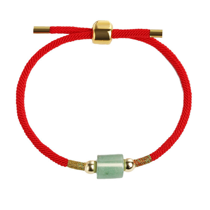 BWOOOH Tibet Handmade Green Aventurine Red Stone Malachite Luck Protection Braided Rope Bracelet  -  Green Aventurine Tibeta...