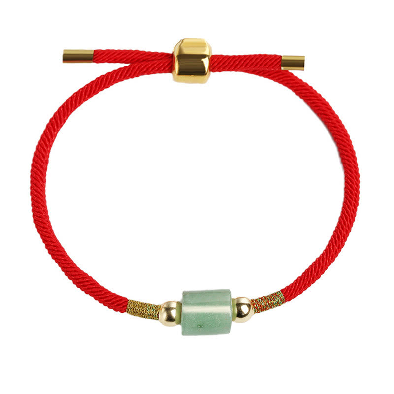 BWOOOH Tibet Handmade Green Aventurine Red Stone Malachite Luck Protection Braided Rope Bracelet  -  Green Aventurine Tibeta...