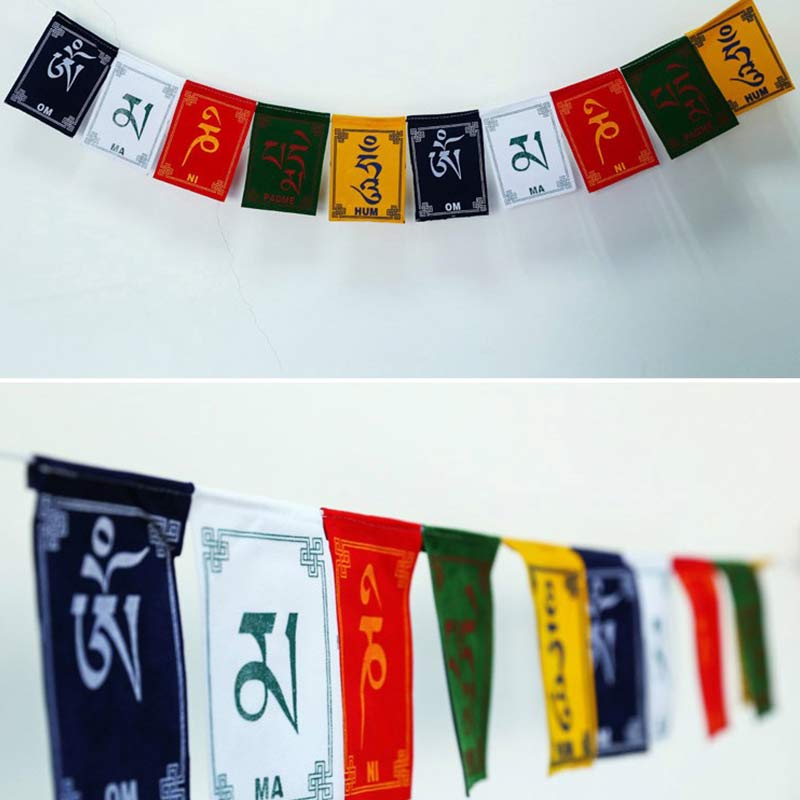 BWOOOH Tibetan Blessing Windhorse Om Mani Padme Hum Outdoor Car Prayer Flag Decoration | spiritual healing bracelet