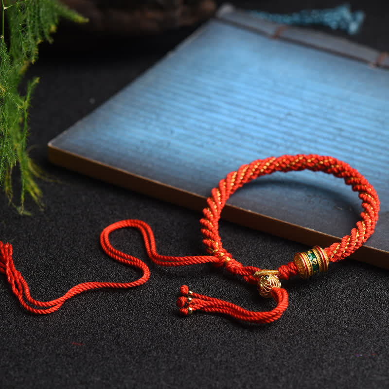 BWOOOH Tibetan Handmade Luck Prayer Wheel Bead Charm Weave Colorful String Bracelet