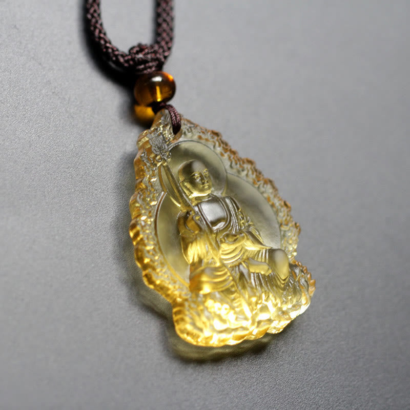 BWOOOH Ksitigarbha Buddha Liuli Crystal Serenity Amulet Necklace Pendant
