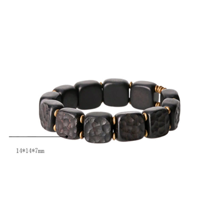 BWOOOH Retro Ebony Wood Texture Style Copper Peace Balance Bracelet