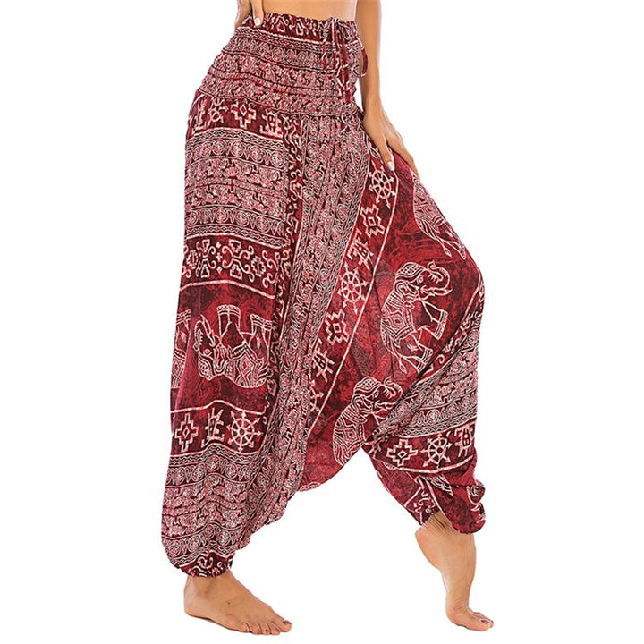 BWOOOH printed harem pants - Two Style Wear Elephant Pattern Loose Sm
