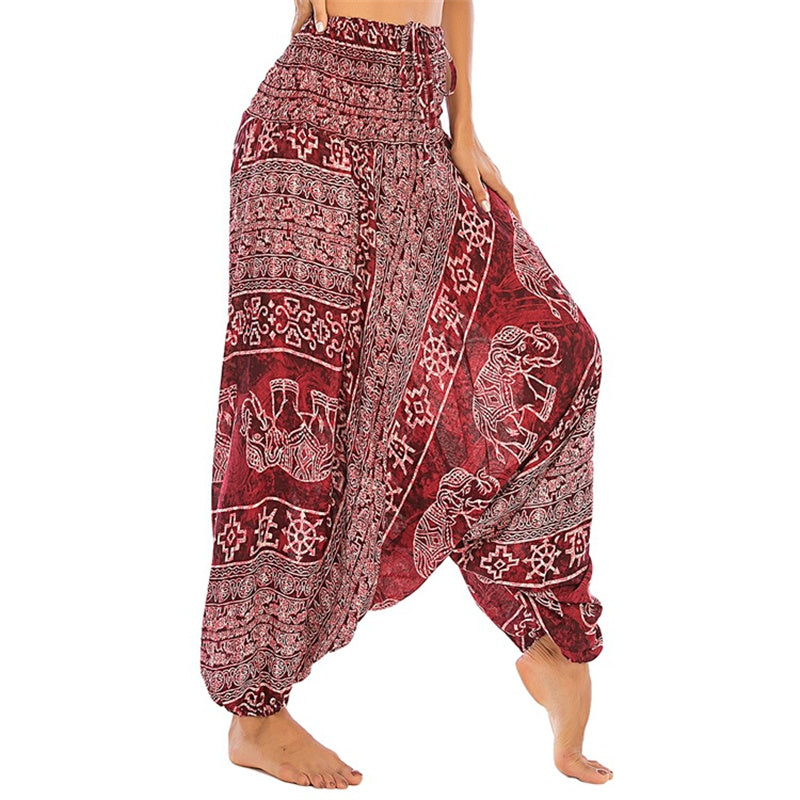 BWOOOH printed harem pants - Two Style Wear Elephant Pattern Loose Sm