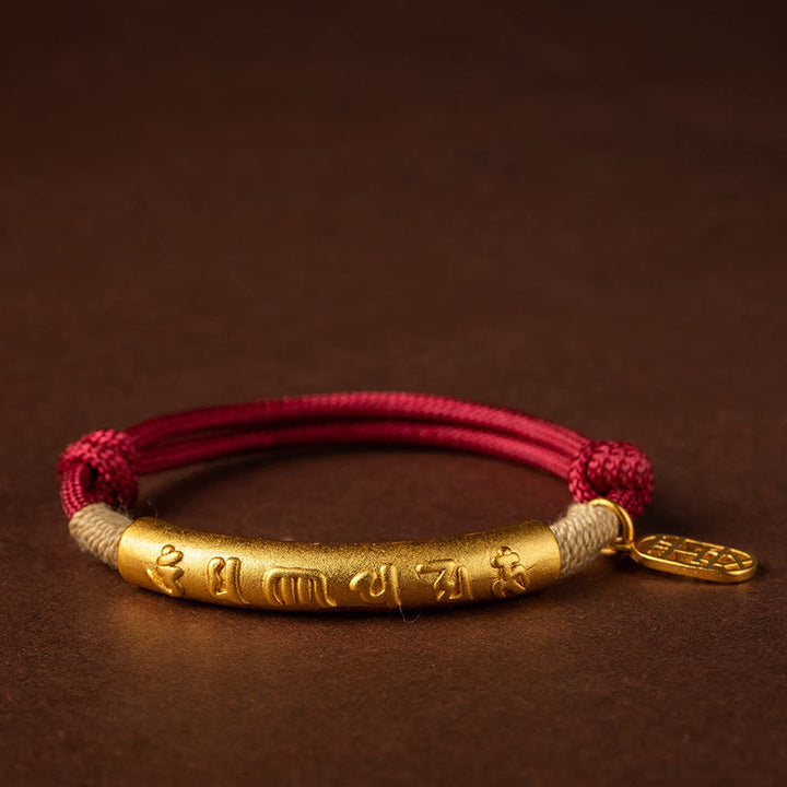 BWOOOH 999 Sterling Silver Tibet Handmade Om Mani Padme Hum Fu Character TopRank Character Luck Braided Bracelet