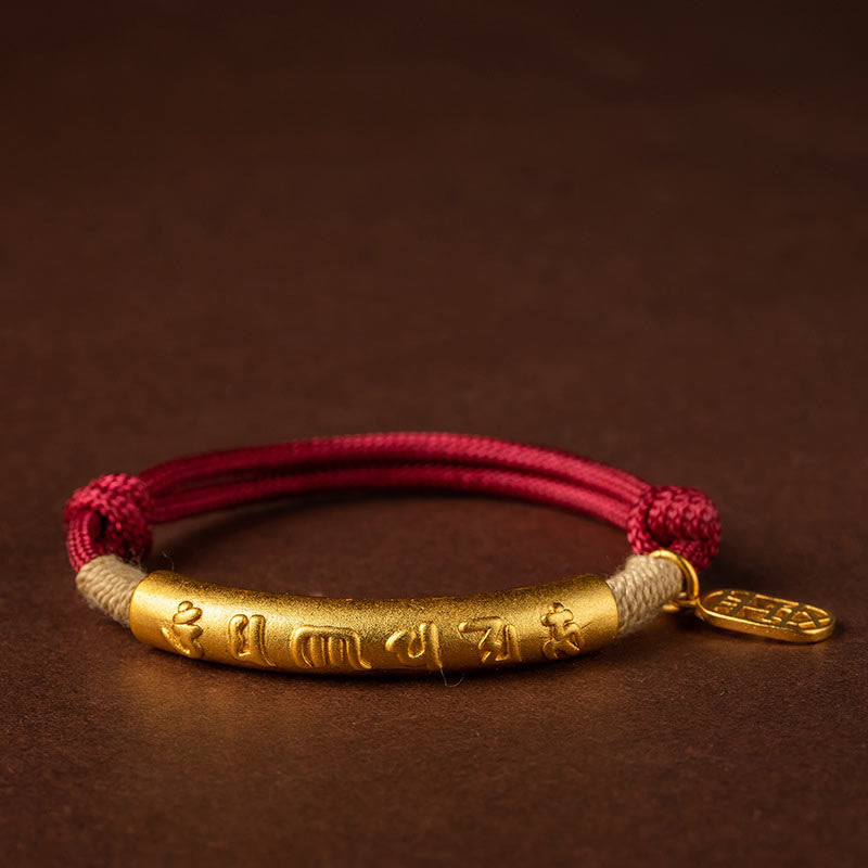 BWOOOH 999 Sterling Silver Tibet Handmade Om Mani Padme Hum Fu Character TopRank Character Luck Braided Bracelet