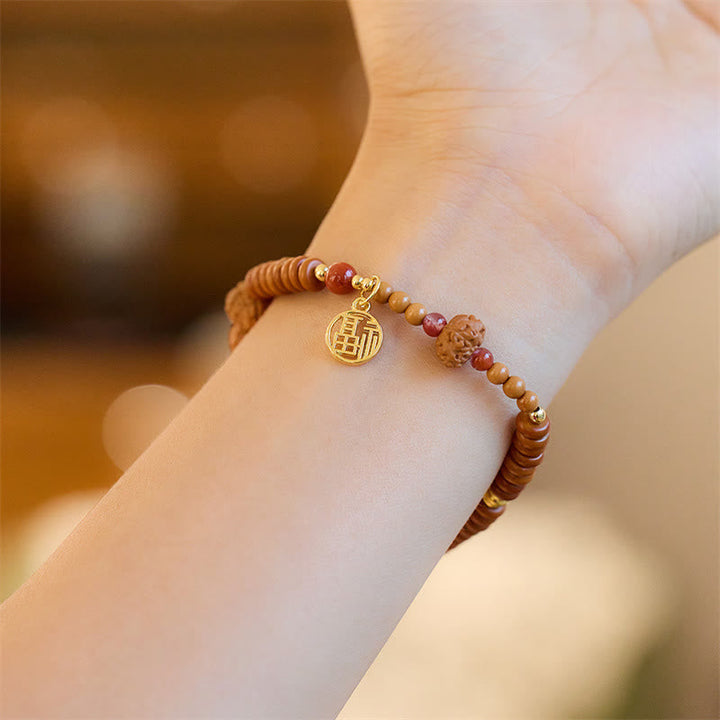 BWOOOH Tibetan Bodhi Seed Black Onyx Smoky Quartz Om Mani Padme Hum Fu Character Wealth Bracelet