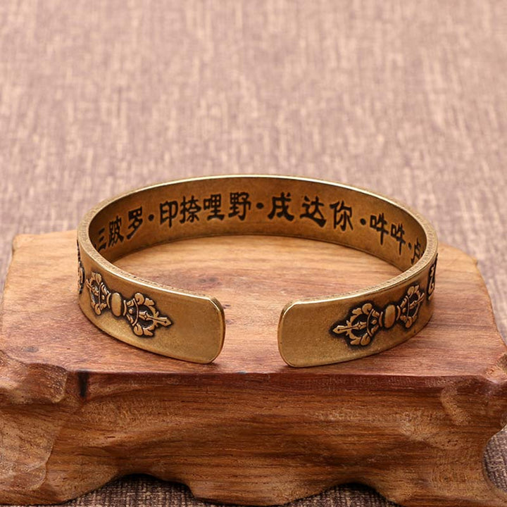 BWOOOH Tibetan Mahāpratisarā Mantra Sanskrit Copper Brass Healing Bracelet Bangle