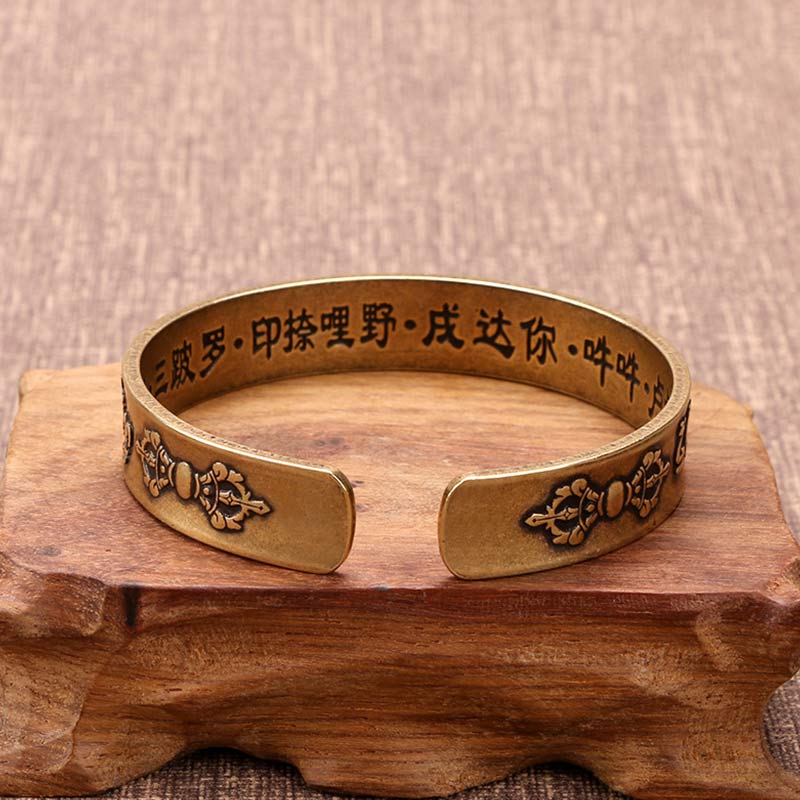 BWOOOH Tibetan Mahāpratisarā Mantra Sanskrit Copper Brass Healing Bracelet Bangle