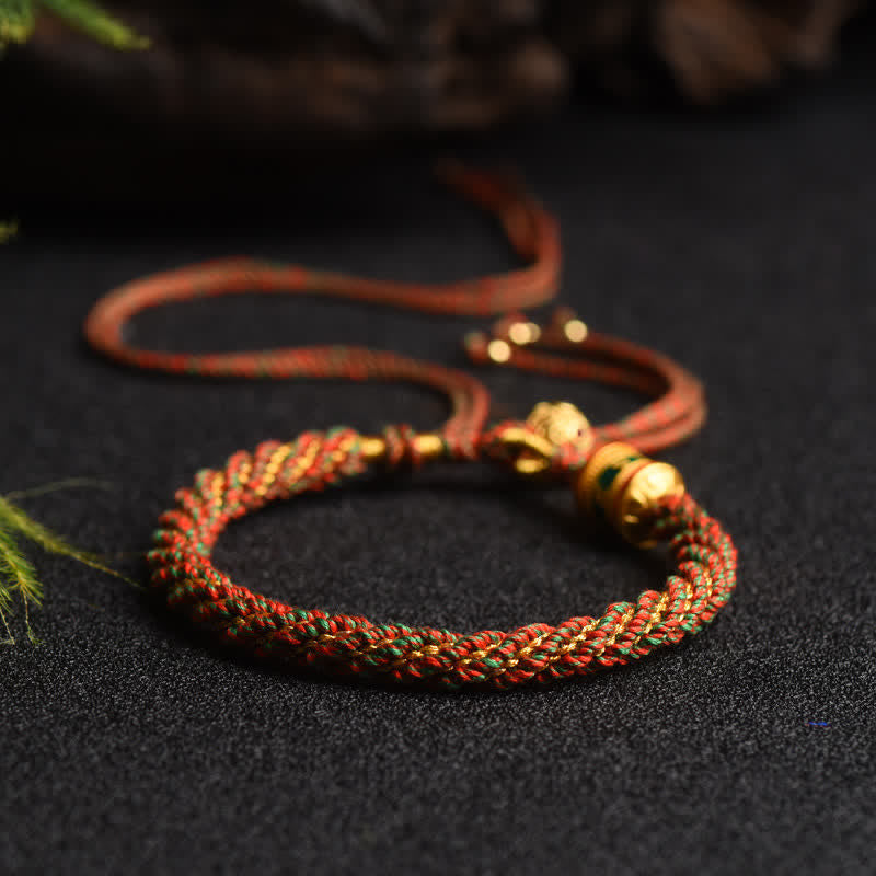 BWOOOH Tibetan Handmade Luck Prayer Wheel Bead Charm Weave Colorful String Bracelet