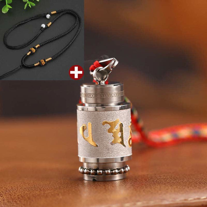 BWOOOH Tibet Om Mani Padme Hum Shurangama Mantra Titanium Steel Wisdom Amulet Necklace Pendant