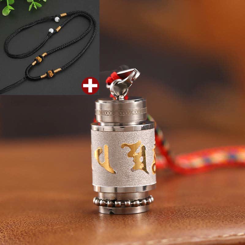 BWOOOH Tibet Om Mani Padme Hum Shurangama Mantra Titanium Steel Wisdom Amulet Necklace Pendant