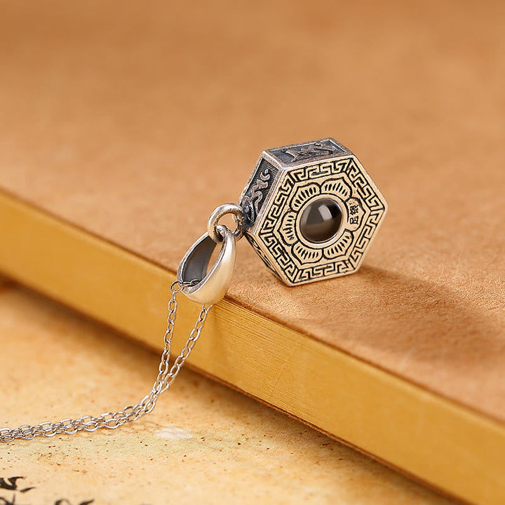 BWOOOH 990 Sterling Silver Tibetan Om Mani Padme Hum Lotus Love Projection Necklace Pendant