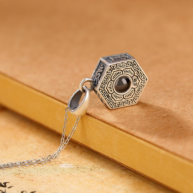 BWOOOH 990 Sterling Silver Tibetan Om Mani Padme Hum Lotus Love Projection Necklace Pendant