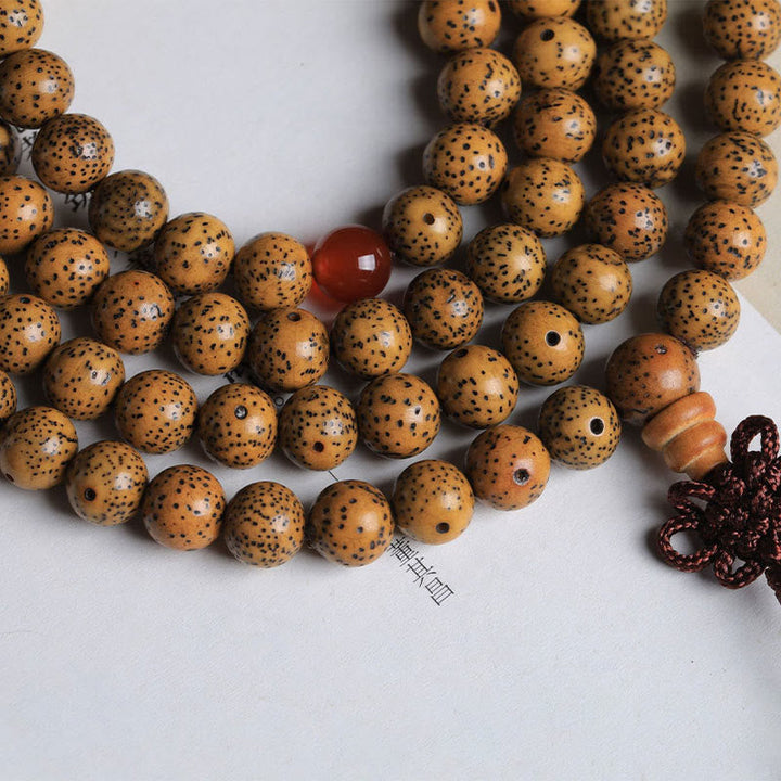 BWOOOH 108 Mala Beads Bodhi Seed Red Agate Auspiciousness Bracelet