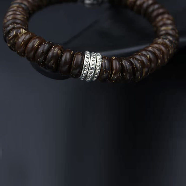 BWOOOH Natural Tibetan Coconut Shell Om Mani Padme Hum Positive Bracelet | spiritual healing bracelet