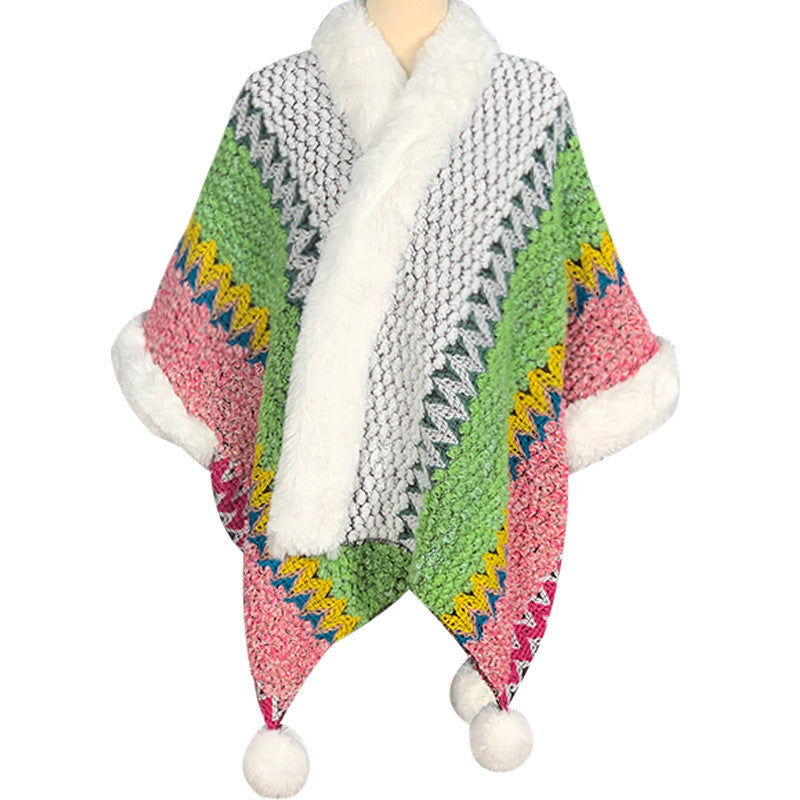 BWOOOH Tibetan Multicolored Striped Shawl Winter Cozy Tra