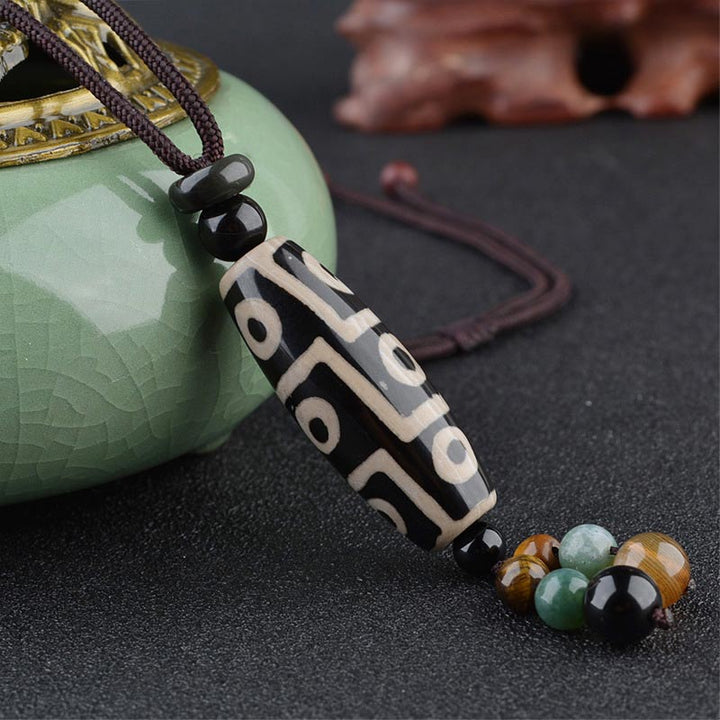 BWOOOH Nine-Eye Dzi Bead Wealth Protection Necklace