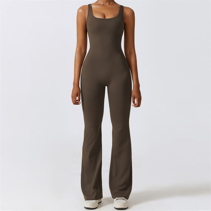 BWOOOH printed yoga pants - Women Workout Sleeveless Jumpsuit Flare 
