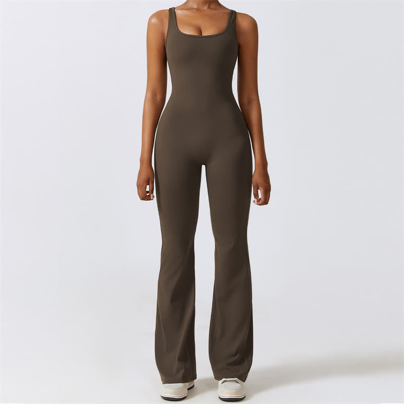 BWOOOH printed yoga pants - Women Workout Sleeveless Jumpsuit Flare 