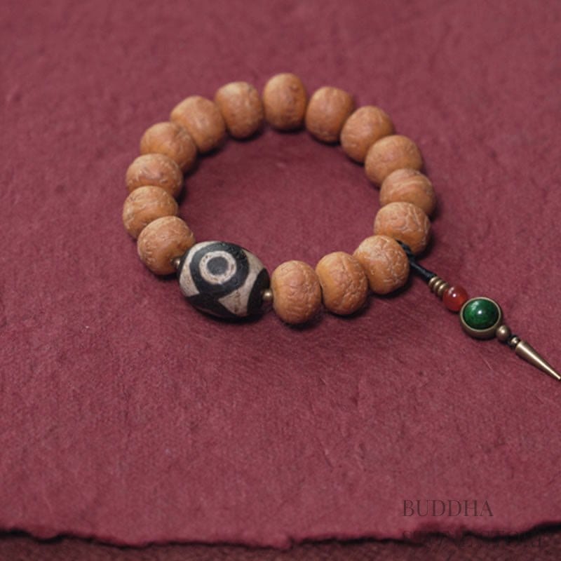 BWOOOH Tibet Bodhi Seed Dzi Bead Peace Charm Wrist Mala Bracelet