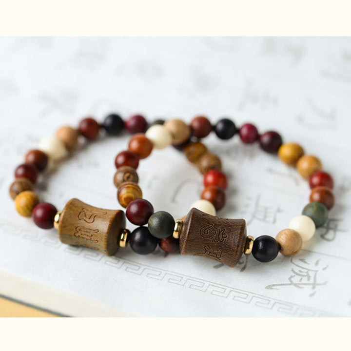 BWOOOH Tibet Multicolored Sandalwood Om Mani Padme Hum Protection Bracelet | spiritual healing bracelet