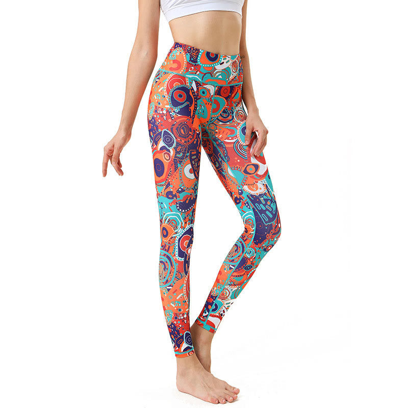 BWOOOH printed yoga leggings - Colorful Evil Eye Print Sports Exercise 