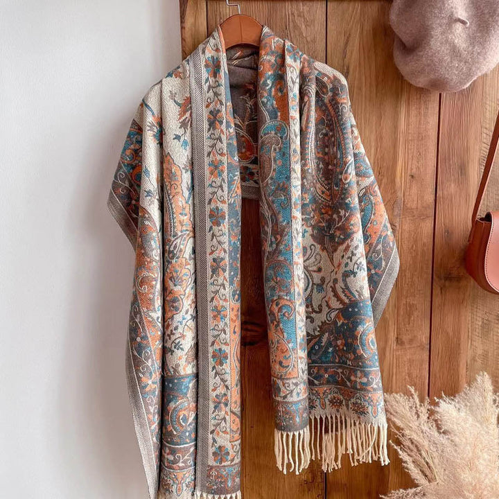 BWOOOH Tibetan Flower Branch Tassel Shawl Cozy Travel Sca