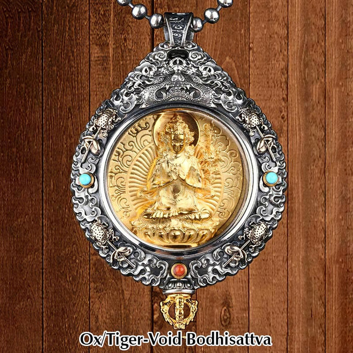 BWOOOH Chinese Zodiac Natal Buddha Thangka Nine Palaces Eight Diagrams Wealth Rotatable Necklace Pendant