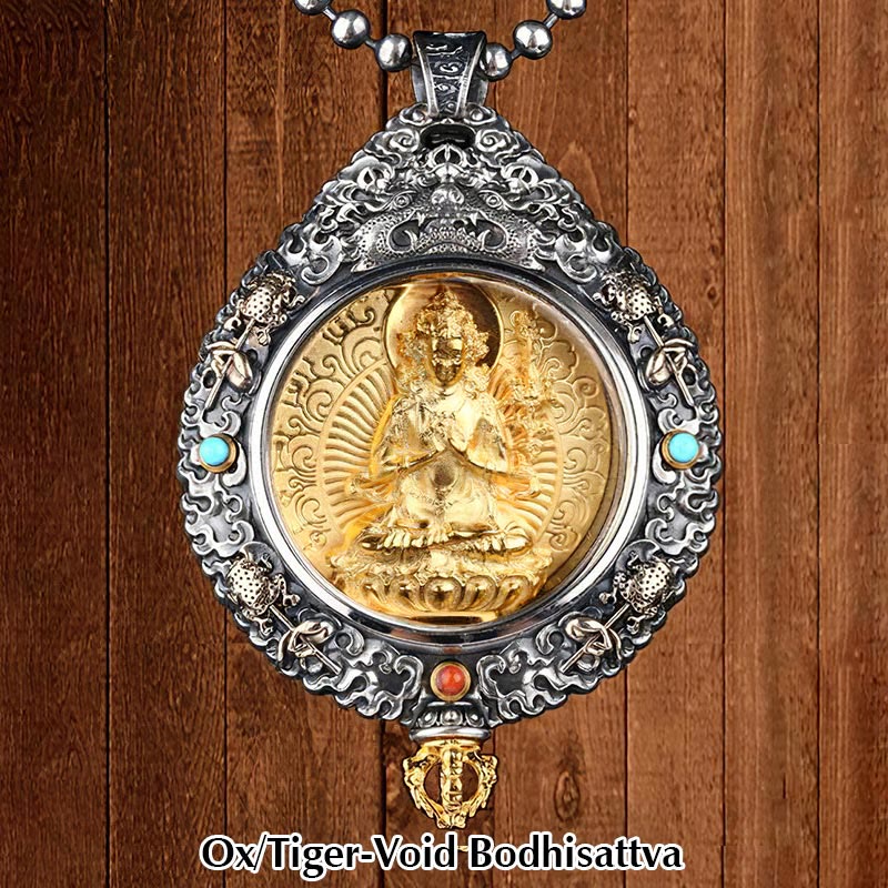 BWOOOH Chinese Zodiac Natal Buddha Thangka Nine Palaces Eight Diagrams Wealth Rotatable Necklace Pendant