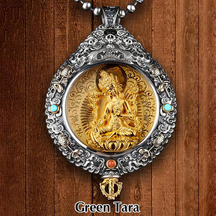 BWOOOH Chinese Zodiac Natal Buddha Thangka Nine Palaces Eight Diagrams Wealth Rotatable Necklace Pendant
