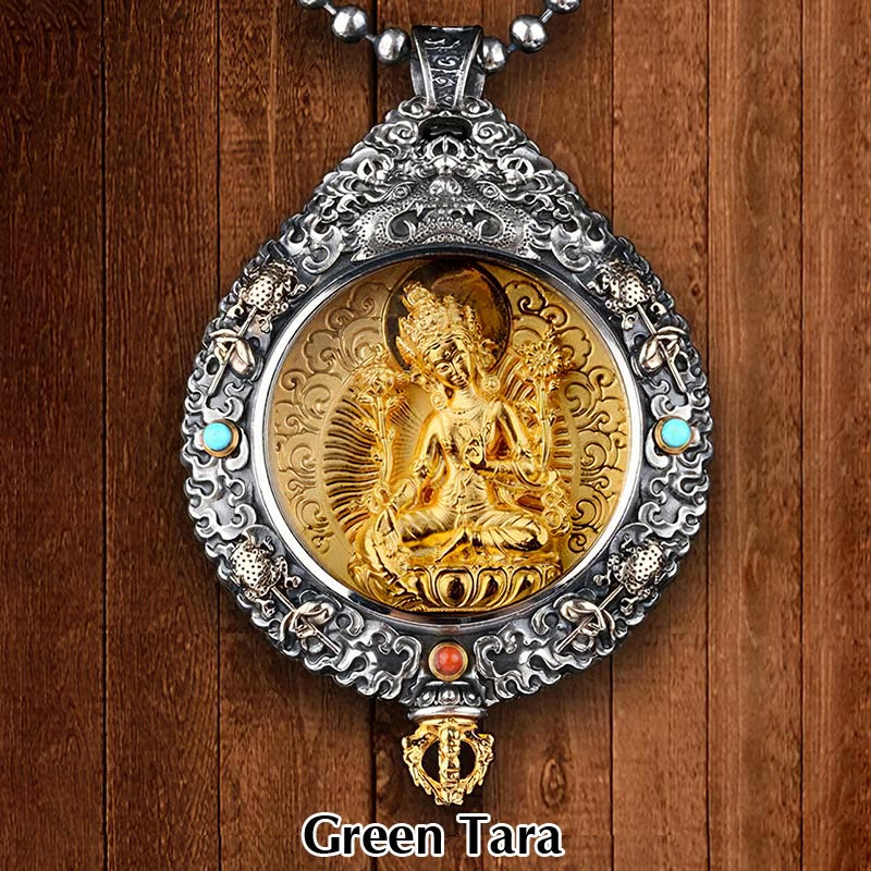 BWOOOH Chinese Zodiac Natal Buddha Thangka Nine Palaces Eight Diagrams Wealth Rotatable Necklace Pendant