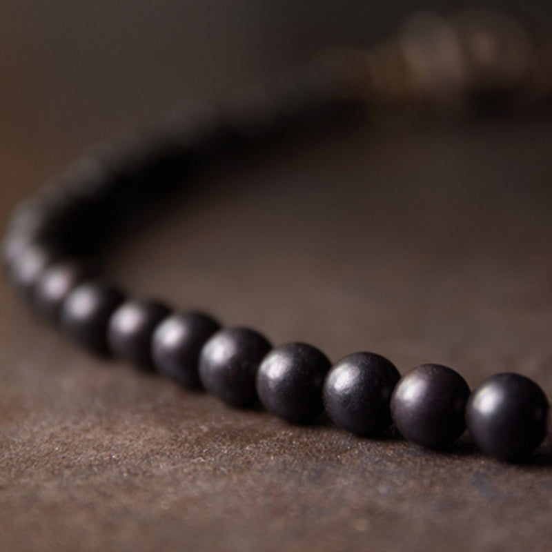 Buddha Stones Ebony Wood Dzi Bead Copper Protection Couple Bracelet (Extra 30% Off | USE CODE: FS30)