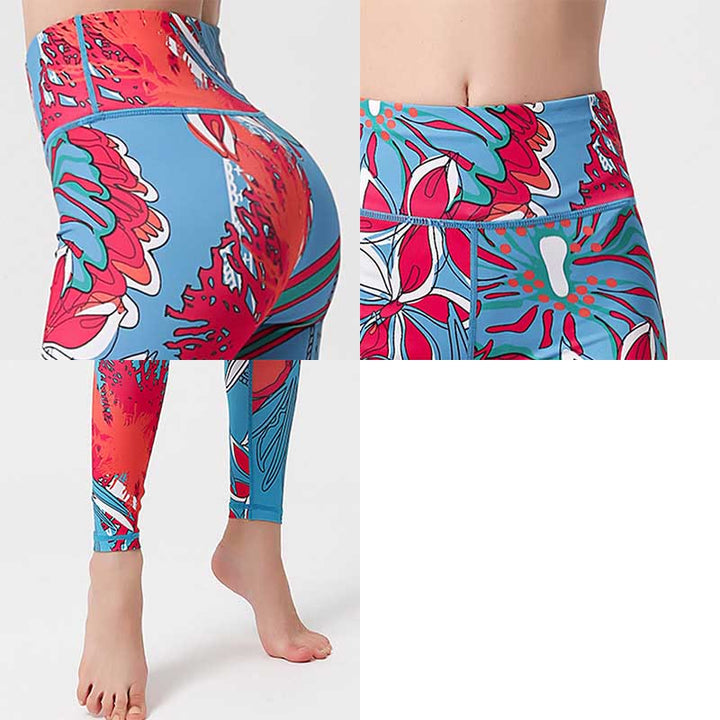 BWOOOH printed yoga leggings - Colorful Flower Petal Leaves Print Sport