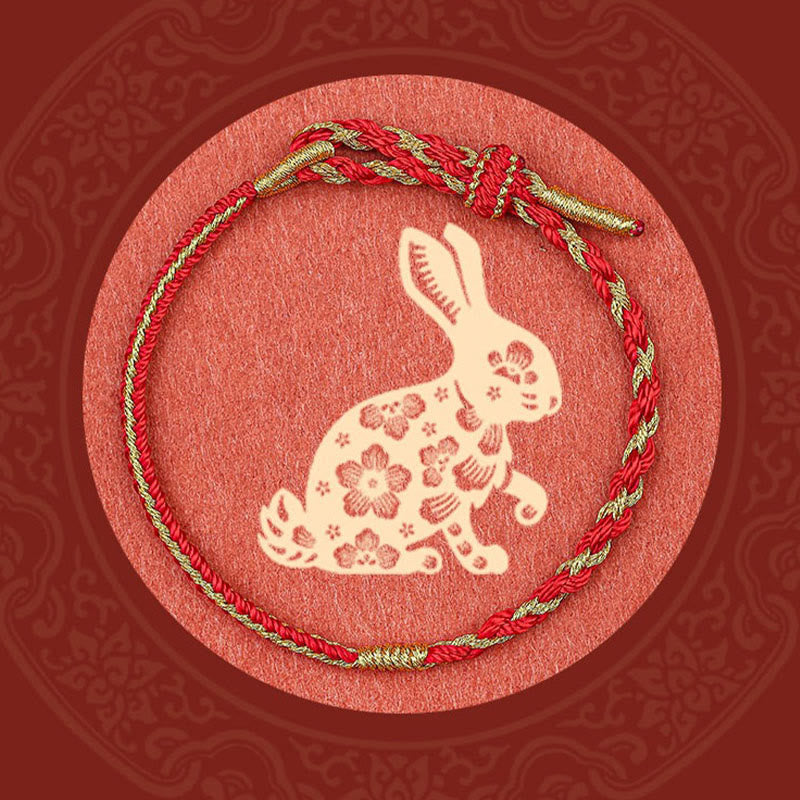 BWOOOH Handmade Chinese Zodiac Rabbit Rooster Rat Horse Dragon Protection Braid String Bracelet
