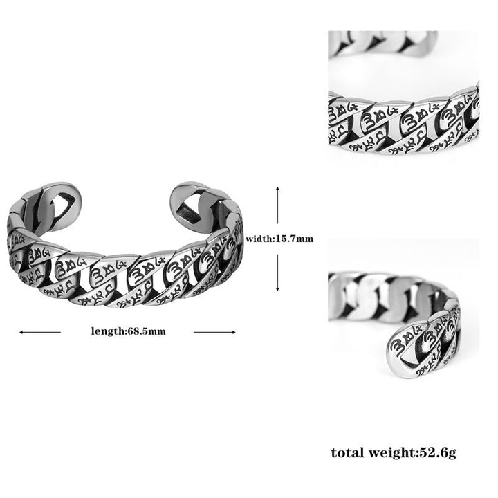 BWOOOH Tibetan Om Mani Padme Hum Mantra Titanium Steel Peace Cuf Bangle Bracelet