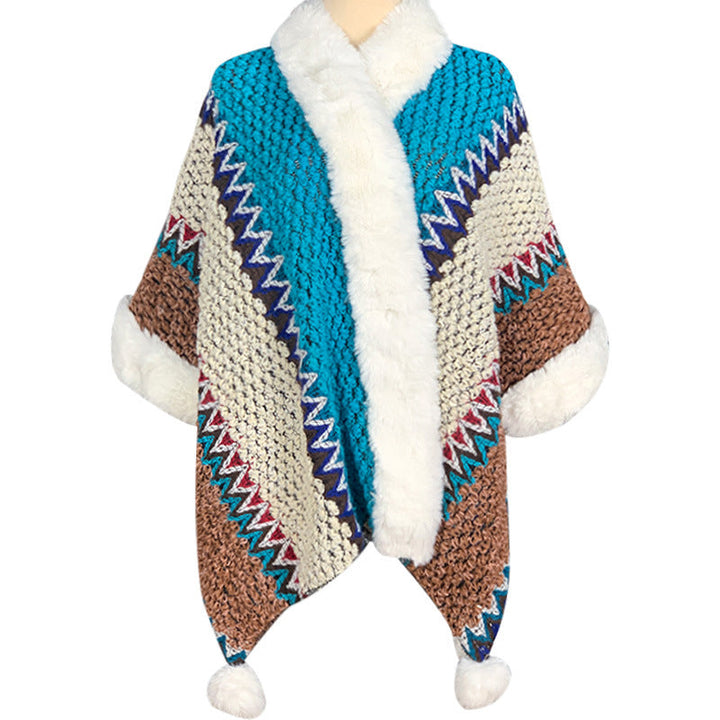 BWOOOH Tibetan Multicolored Striped Shawl Winter Cozy Tra