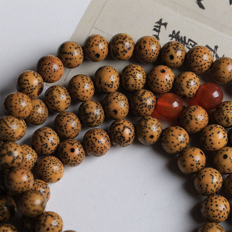 BWOOOH 108 Mala Beads Bodhi Seed Red Agate Auspiciousness Bracelet