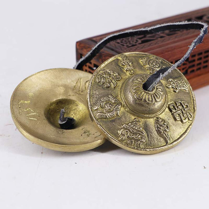 BWOOOH Tibetan Tingsha Bell Six True Words Dragon Copper Balance Decoration With Bag | spiritual healing bracelet