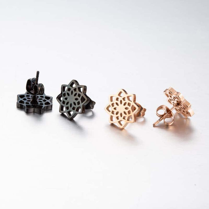 BWOOOH Tibetan Lotus Pattern New Beginning Stud Earrings