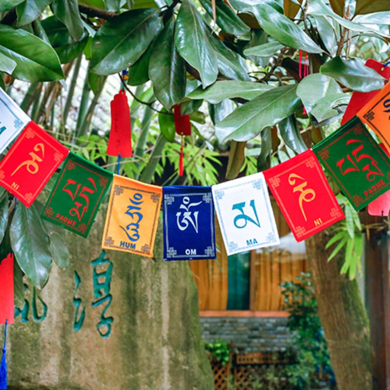 BWOOOH Tibetan Blessing Windhorse Om Mani Padme Hum Outdoor Car Prayer Flag Decoration | spiritual healing bracelet