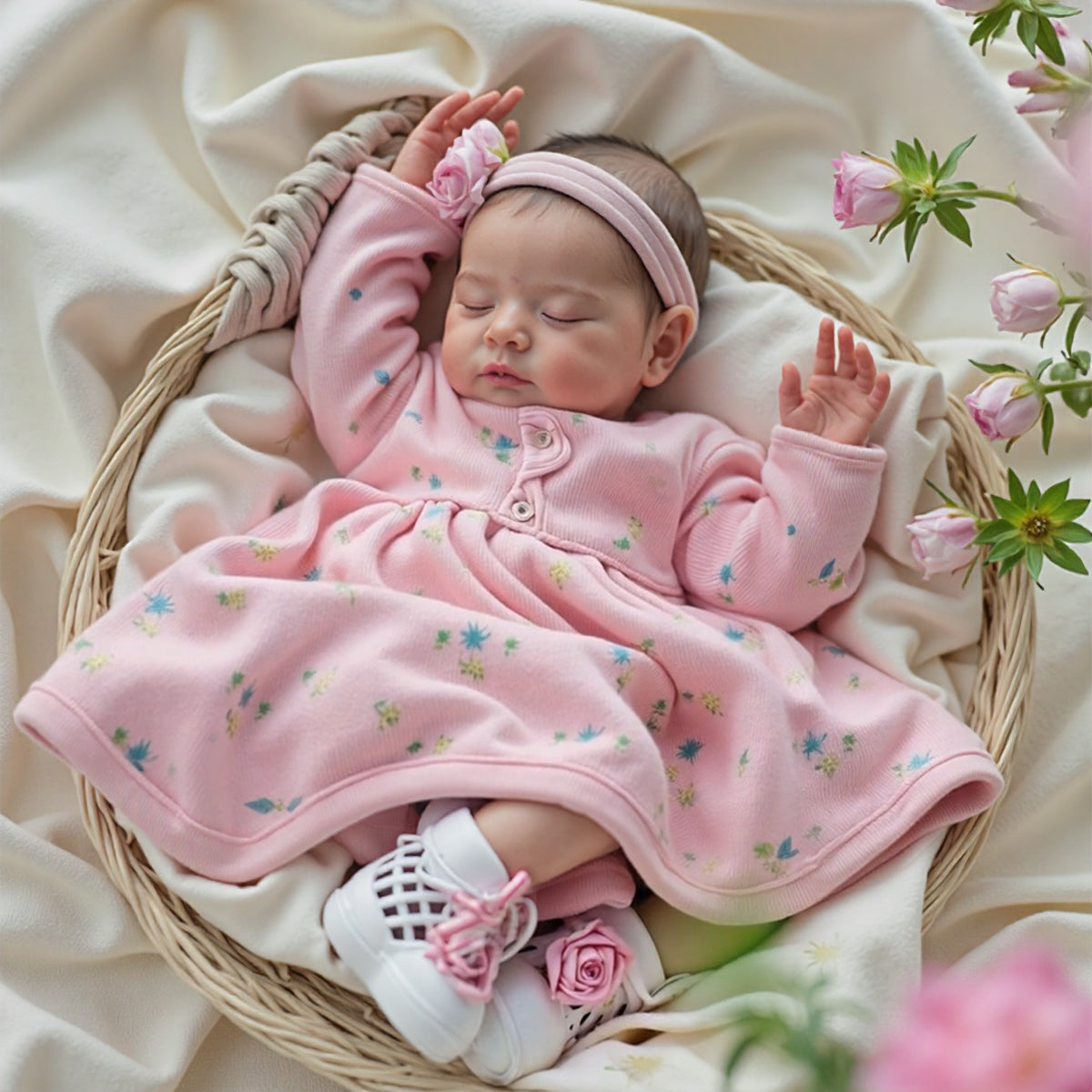 [Heartbeat & Sound] 20" Lifelike Poseable Newborn Dolls Kids Play Gift Reborn Baby Doll Girl Sinou