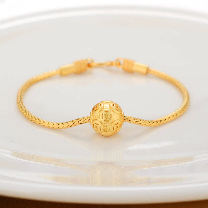 BWOOOH Tibetan 18K Gold Om Mani Padme Hum Lucky Koi Fish Fu Character Ingot Copper Coin Peace Bracelet
