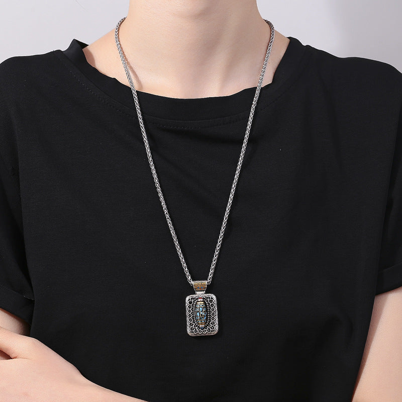 BWOOOH Nine-Eye Dzi Bead Design Copper Healing Rotatable Necklace Pendant