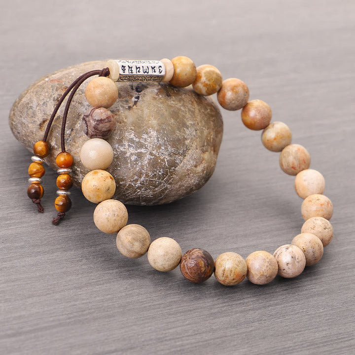 BWOOOH Weathered Stone Om Mani Padme Hum Strengthen Bracelet