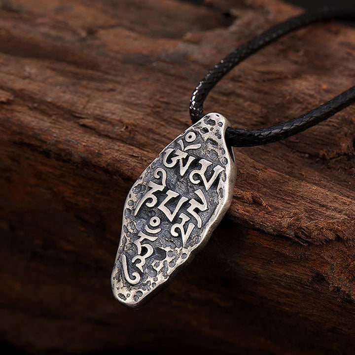 BWOOOH Tibetan 925 Silver Om Mani Padme Hum Dorje Vajra Strength Necklace
