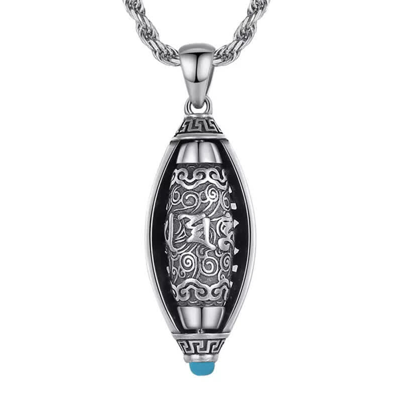 BWOOOH Tibet Om Mani Padme Hum Protection Necklace Rotatable Pendant