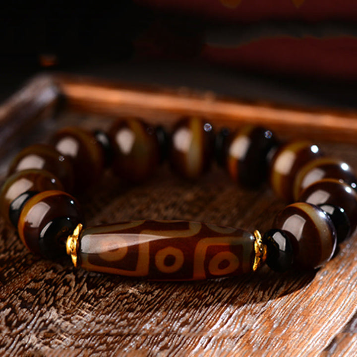 BWOOOH Tibetan Natural Nine-Eye Dzi Bead Agate Wealth Blessings Bracelet  -  Dzi Tibetan bracelet for spiritual healing and ...